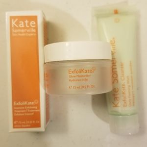 Kate Somerville Exfolikate travel set wash, moisturizer